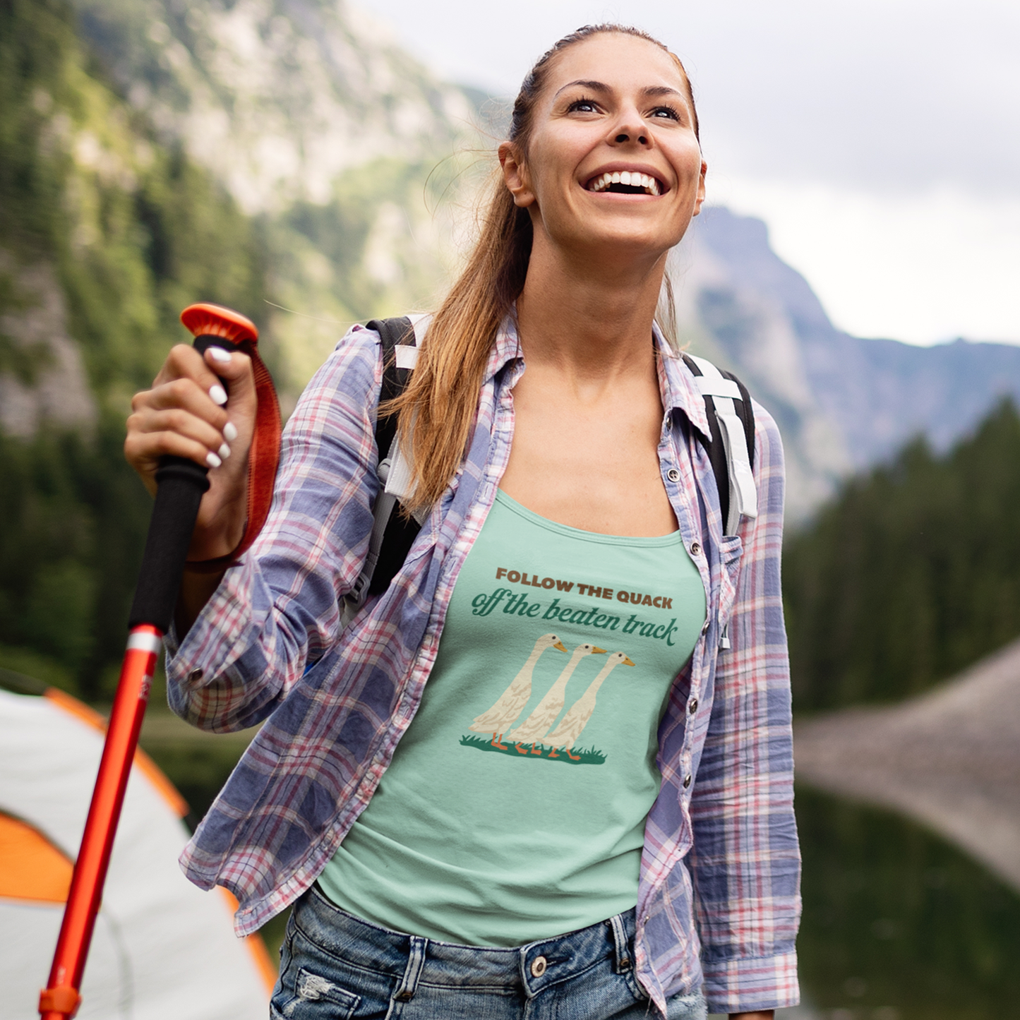 FOLLOW THE QUACK OFF THE BEATEN TRACK UNISEX GARMENT-DYED TANK TOP
