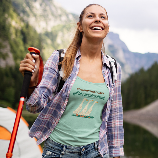 FOLLOW THE QUACK OFF THE BEATEN TRACK UNISEX GARMENT-DYED TANK TOP