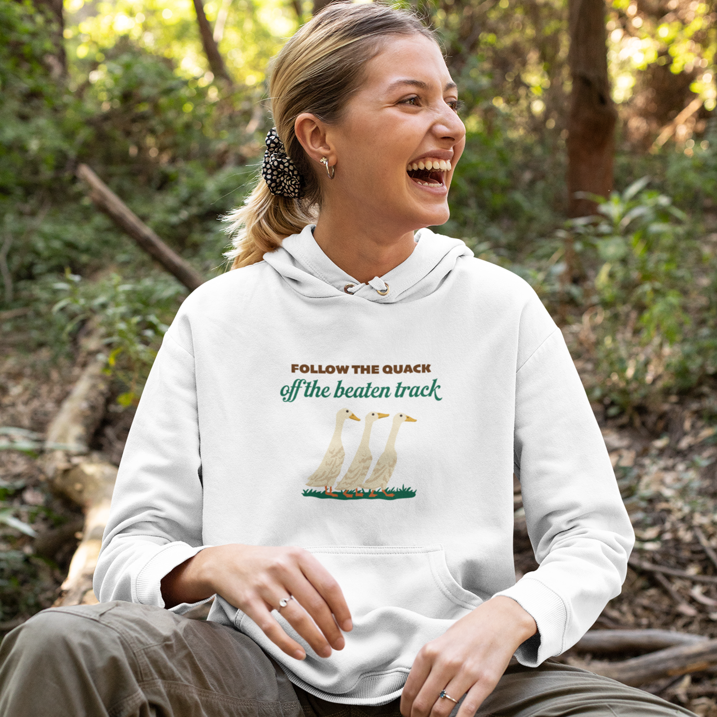FOLLOW THE QUACK OFF THE BEATEN TRACK UNISEX HEAVY BLEND HOODIE