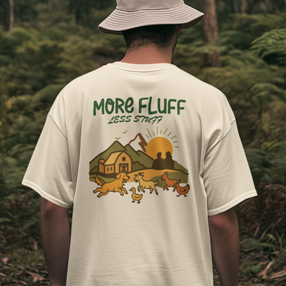 MORE FLUFF LESS STUFF UNISEX OVERSIZED BOXY TEE