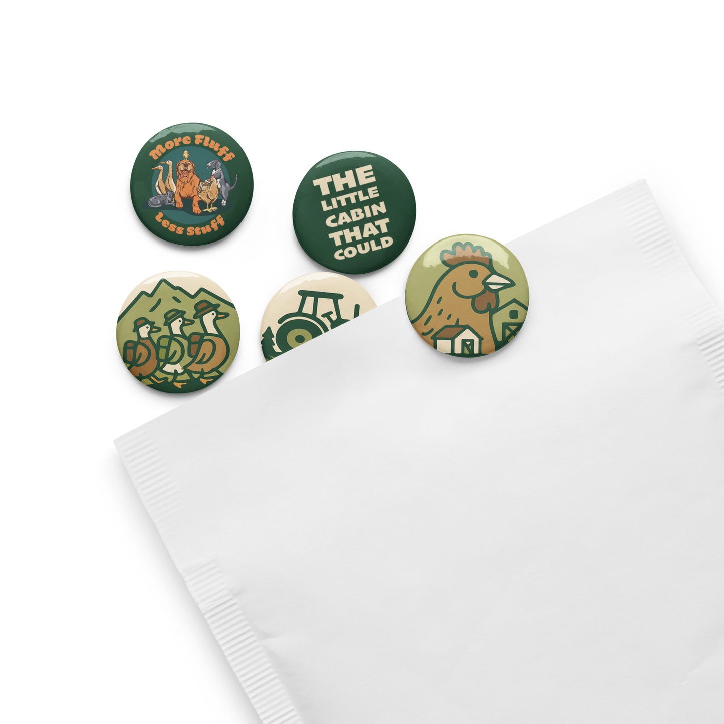 THE LITTLE CABIN THAT COULD 1.25" BUTTON PIN SET (QTY:5)