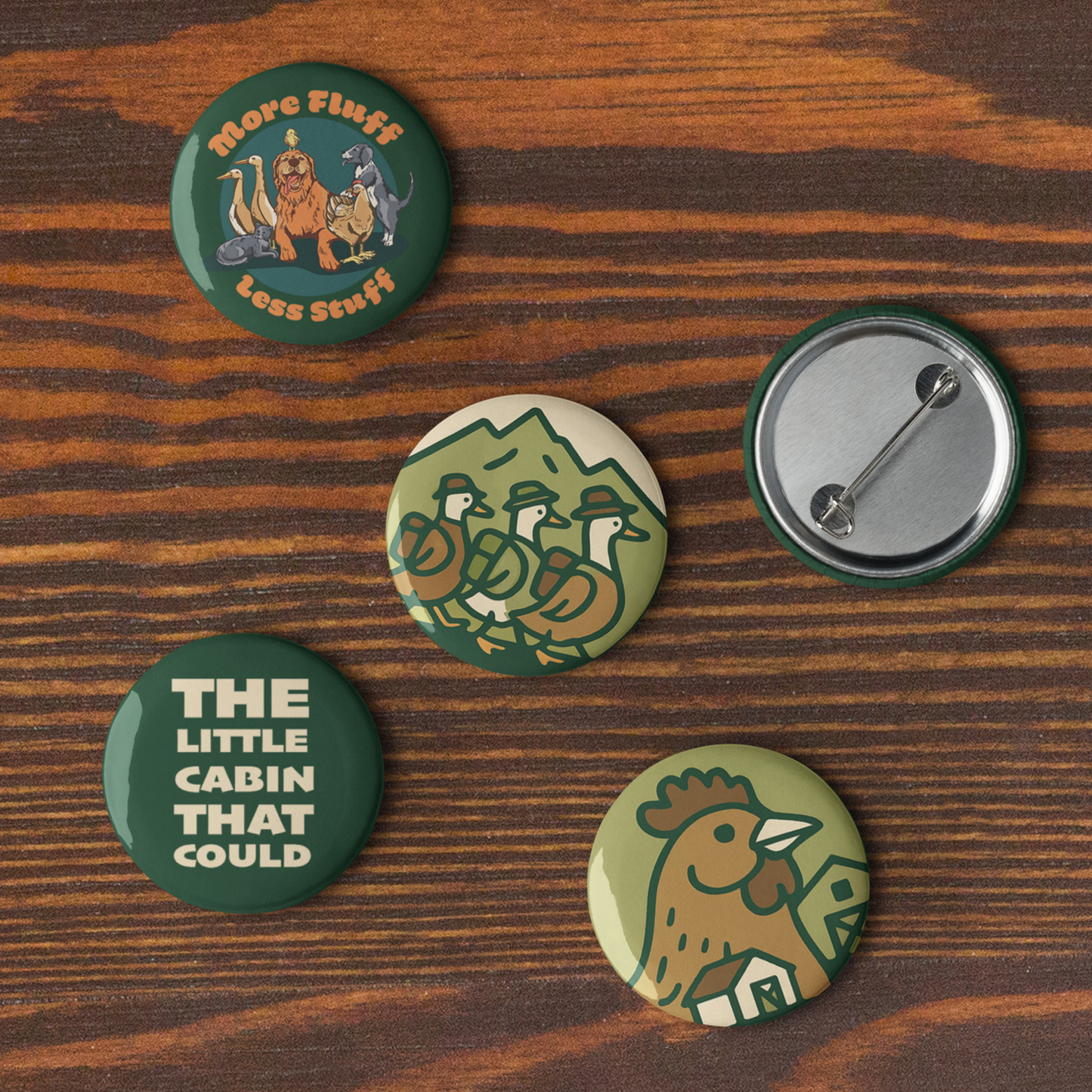 THE LITTLE CABIN THAT COULD 1.25" BUTTON PIN SET (QTY:5)