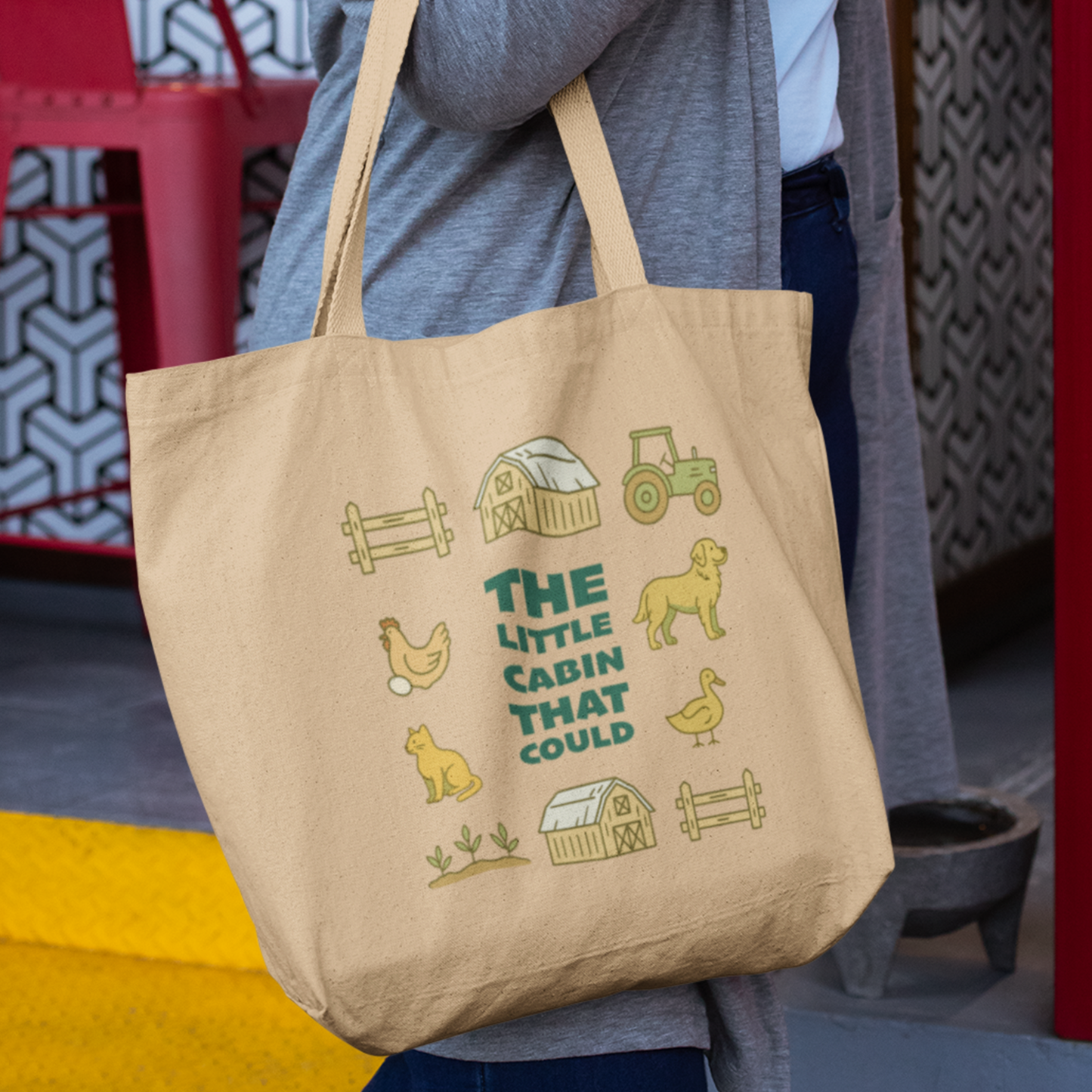 THE LITTLE CABIN THAT COULD FARM ECO TOTE BAG